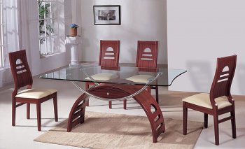 Modern Dinette With Arched Shape Dark Cherry Finish Base [GFDS-63DT - 63DC]