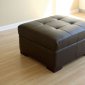 Brown Color Leather Ottoman With Convertible Bed