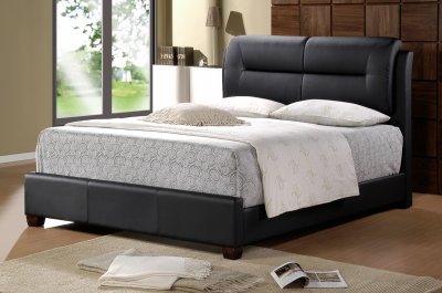 B130 Upholstered Bed in Black Leatherette