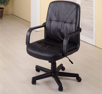 Black Leather Contemporary Office Chair w/Gas Lift [CROC-491-4228]