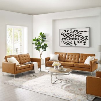 Loft Sofa in Tan Faux Leather by Modway w/Options [MWS-3385 Loft Tan]