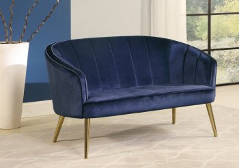 903033 Settee in Blue Velvet & Gold by Coaster [CRAC-903033]