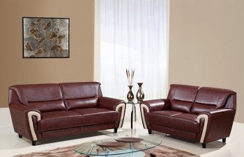 U4180 Sofa in Brown & Beige Bonded Leather by Global Furniture [GFS-U4180-BR/BEI]