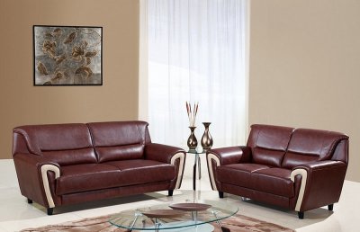 U4180 Sofa in Brown & Beige Bonded Leather by Global Furniture