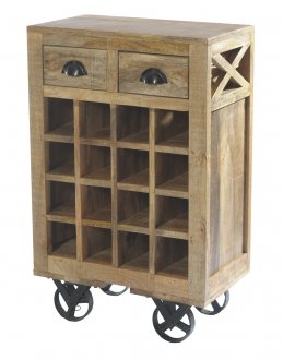 Amara 6481 Wooden Wine Cart with Rack on Wheels by Homelegance