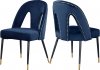 Akoya Dining Chair 794 Set of 2 Navy Velvet Fabric by Meridian