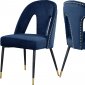 Akoya Dining Chair 794 Set of 2 Navy Velvet Fabric by Meridian