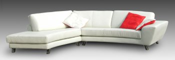 White Full Leather Modern Sectional Sofa w/Chrome Metal Legs [CYSS-MIAMI]