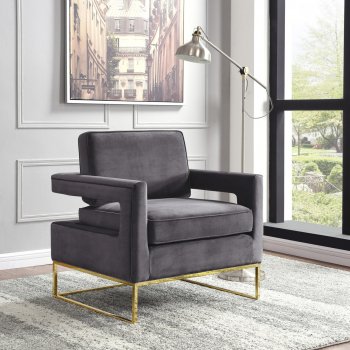 Noah Accent Chair 511 in Grey Velvet Fabric by Meridian [MRCC-511 Noah Grey]