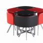 Red & Black Two-Tone Modern 5Pc Dining Set w/Glass Top