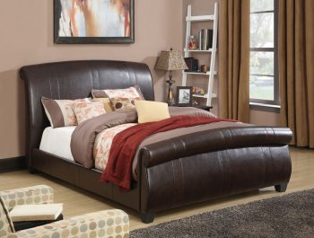 24330 Hammett Upholstered Bed by Acme in Espresso Leatherette [AMB-24330 Hammett]