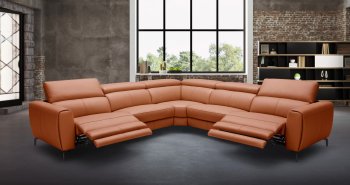 Lorenzo Power Motion Sectional Sofa in Rust Leather by J&M [JMSS-Lorenzo Rust]