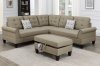 F6476 Sectional Sofa w/Ottoman in Beige Fabric by Poundex