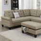 F6476 Sectional Sofa w/Ottoman in Beige Fabric by Poundex