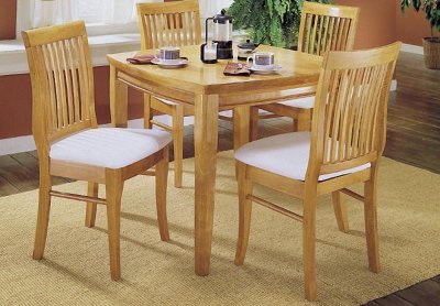 Natural Finish Contemporary 5Pc Dinette Set w/Shaped Top