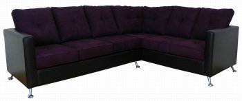 Eggplant Fabric & Black Vinyl Modern Sectional Sofa [PMSS-5902-Eggplant]