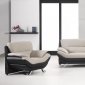 Black & Grey Two-Tone Bonded Leather Modern 3Pc Sofa Set