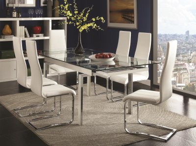 Wexford Dining Table Set 5Pc 106281 by Coaster w/Glass Top