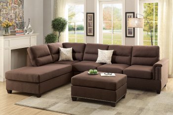 F7613 Sectional Sofa 3Pc in Chocolate Fabric by Boss [PXSS-F7613]