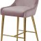 Owen Counter Stool 745 Set of 2 Pink Velvet Fabric by Meridian