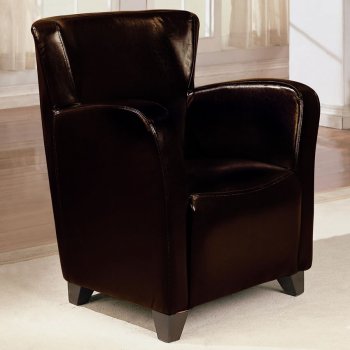 Dark Brown Bycast Leather Stylish Set of 2 Club Chairs [CRCC-900234]