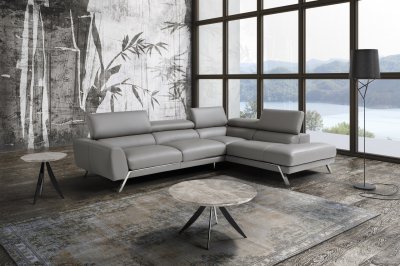 Mood Power Reclining Sectional Sofa in Grey Leather by J&M