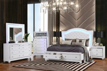 Shiney Bedroom Set 5Pc in White [ADBS-Shiney White]