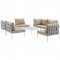 Harmony EEI-2617 7Pc Outdoor Patio Set of Modular Sofa & Table