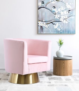 Bellagio Set of 2 Accent Chairs 581 in Pink Velvet by Meridian [MRCC-581Pink Bellagio]