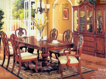 Brown Finish Classic Wood Dining Table w/Optional Items [MADS-Margaux]