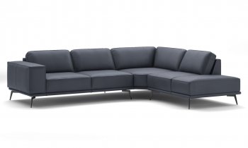 Manhattan Sectional Sofa in Dark Gray Leather by ESF [EFSS-Manhattan Dark Gray]