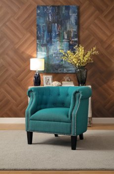 Karlock 2Pc Accent Chair Set 1220F3S in Teal by Homelegance [HECC-1220F3S-Karlock Teal]