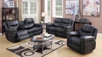 7270 Reclining Sofa in Black Bonded Leather w/Options [EGS-7270]