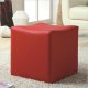 Red Leather-Like Vinyl Modern Contour Square Ottoman