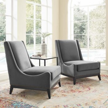 Confident Accent Lounge Chair Set of 2 in Gray Velvet by Modway [MWAC-4487 Confident Gray]