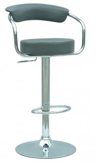 Grey & Metal Finish Modern Set of 2 Barstools w/Footrest