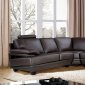 Brown Leather Modern Sectional Sofa w/Headrests