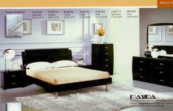 High Gloss Black or White Modern Bedroom w/Optional Casegoods [MABS-Maxima]