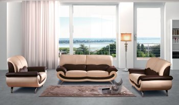 27 Brown & Beige Half Leather Sofa by ESF w/Options [EFS-27]