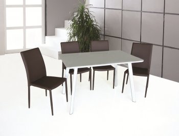 B24 Dining Room Set 5Pc in White by J&M w/DC13 Brown Chairs [JMDS-B24-White DC13-Brown]