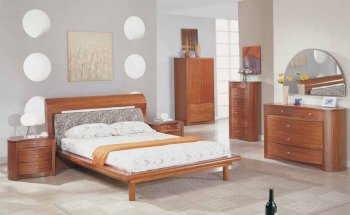 Cherry Color Matte Finish Contemporary Bedroom Set [EFBS-G042 Zebrano]