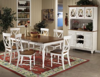 Warm Oak & White Two-Tone Finish Modern Dining Table w/Options [HEDS-715W-76]