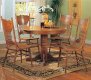 Oak Finish Traditional 5Pc Round Dining Set w/Pedestal Base