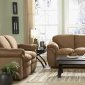 Brown Microfiber Plush Contemporary Sofa & Loveseat Set