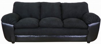 Black Fabric and Vinyl Modern Sofa & Loveseat Set w/Options [PMS-5350-Black]