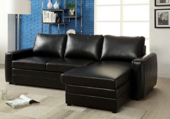 Salem CM6313 Sectional Sofa in Black Bonded Leather Match [FASS-CM6313-Salem]