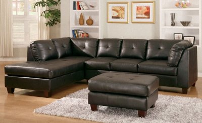 Black or Brown Bonded Leather Modern Sectional Sofa