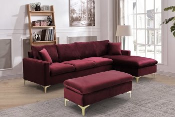 LCL-021 Sectional Sofa in Burgundy Velvet [BDSS-LCL-021 Burgundy]