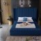 Kiki Upholstered Bed in Navy Velvet Fabric by Meridian