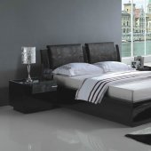 Black Finish Modern Bedroom w/Crocodile Inserts & Options